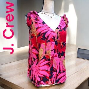 J. Crew-Small Tie-Shoulder soft Viscose Top Tropical print. Excellent preowned!